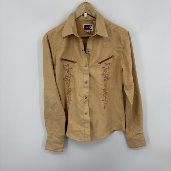 Vintage Panhandle Slim Pearl Snap Shirt Women Medium Western Embroidered Gaucho - Picture 2 of 10